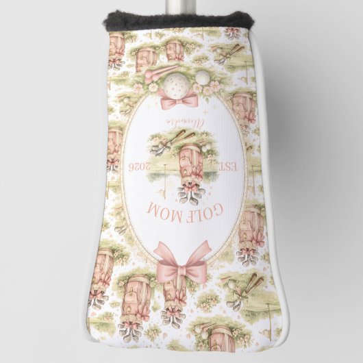 Personalized Pink Bow Golf Mom Gift Headcover (Rotieren 90)