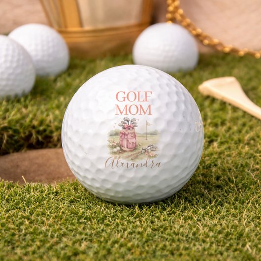 Personalized Pink Bow Golf Mom Golfball