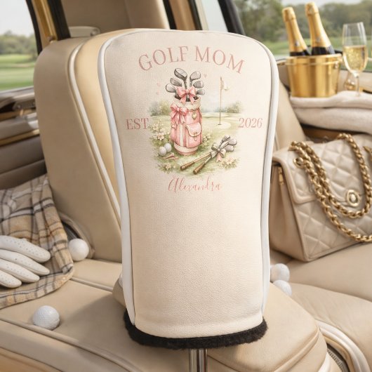 Personalized Pink Bow Golf Mom Headcover