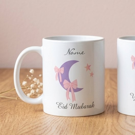 Personalized Pink Bow Moon Eid Coffee Mug Kaffeetasse