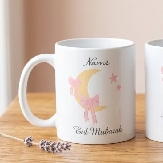 Personalized Pink Bow Moon Eid Coffee Mug Kaffeetasse