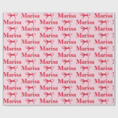 Personalized Pink Bow Name Gift Geschenkpapier (Flach)