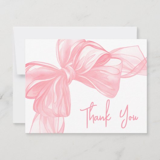 Personalized Pink Bow Thank You Note Card Mitteilungskarte (Vorderseite)