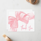 Personalized Pink Bow Thank You Note Card Mitteilungskarte (Vorderseite/Rückseite Beispiel)