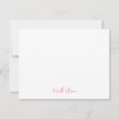 Personalized Pink Bow Thank You Note Card Mitteilungskarte (Rückseite)
