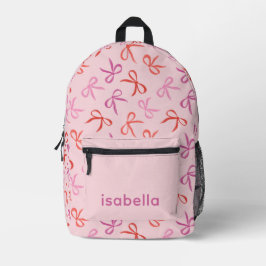 Personalized Pink Bows Girl Backpack Bedruckter Rucksack