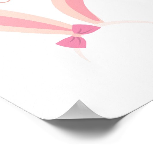 Personalized Pink Bunny Ears Nursery Wall Art Baby Poster (Ecke)