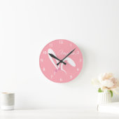 Personalized Pink Bunny Nursery Wall Clock Cute Runde Wanduhr (Zuhause)