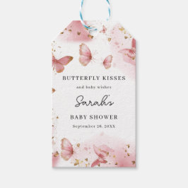 Personalized Pink Butterfly Baby Shower Gift Tags Geschenkanhänger