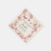 Personalized Pink Butterfly Baby Shower Napkins Serviette (Ecke)