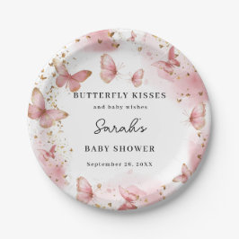 Personalized Pink Butterfly Baby Shower Plates Pappteller