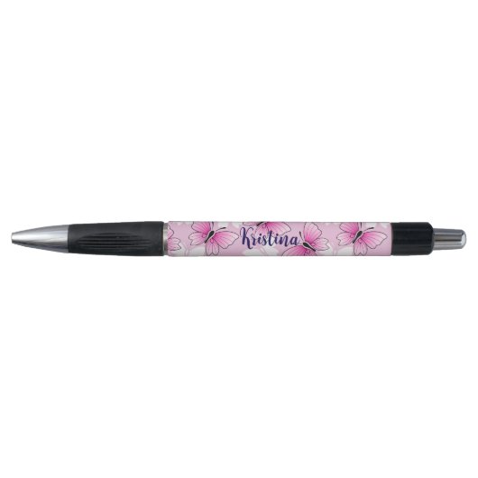Personalized Pink Butterfly Cute Kawaii Pen Kugelschreiber (Vorderseite)