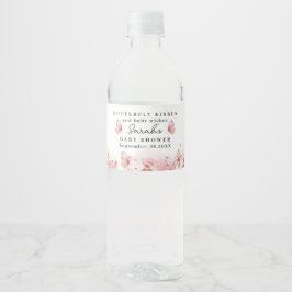 Personalized Pink Butterfly Water Bottle Label Wasserflaschenetikett