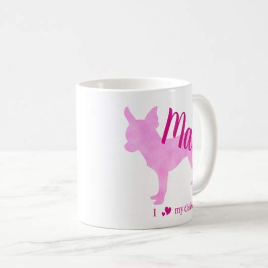 Personalized Pink Chihuahua Mug チワワ Kaffeetasse (VorderseiteRechts)
