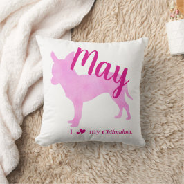 Personalized Pink Chihuahua Throw Pillow チワワ Kissen