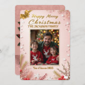 Personalized Pink Christmas Card with Elegant Einladung (Vorne/Hinten)
