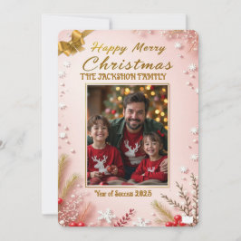 Personalized Pink Christmas Card with Elegant Einladung