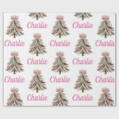 Personalized Pink Christmas Xmas Tree Holiday Gift Geschenkpapier (Flach)