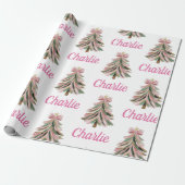 Personalized Pink Christmas Xmas Tree Holiday Gift Geschenkpapier (Ungerollt)