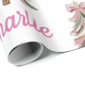 Personalized Pink Christmas Xmas Tree Holiday Gift Geschenkpapier (Rolleneckpunkt)