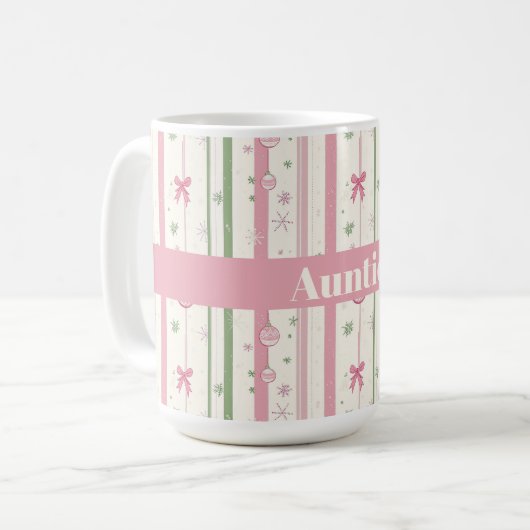 Personalized Pink Coquette Auntie Holiday Kaffeetasse (Vorderseite Links)