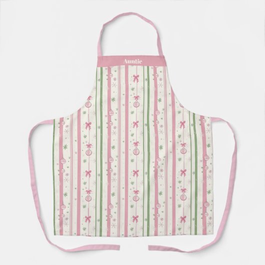 Personalized Pink Coquette Auntie Holiday Schürze (Vorderseite)
