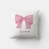 Personalized Pink Coquette Bow Luxury Throw Pillow Kissen (Vorderseite)