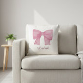 Personalized Pink Coquette Bow Luxury Throw Pillow Kissen