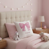 Personalized Pink Coquette Bow Luxury Throw Pillow Kissen