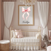 Personalized Pink Coquette Bow Nursery Wall Art  Poster