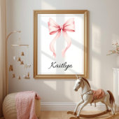 Personalized Pink Coquette Bow Nursery Wall Art  Poster