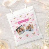 Personalized Pink Coquette Girly Bow Floral Name Geschenktütchen (Ausgeschnitten)