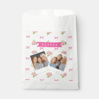 Personalized Pink Coquette Girly Bow Floral Name Geschenktütchen