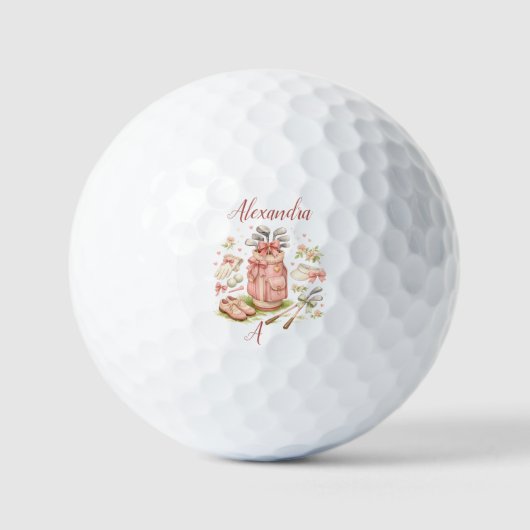 Personalized Pink Coquette Golf Monogram Golfball (Vorderseite)