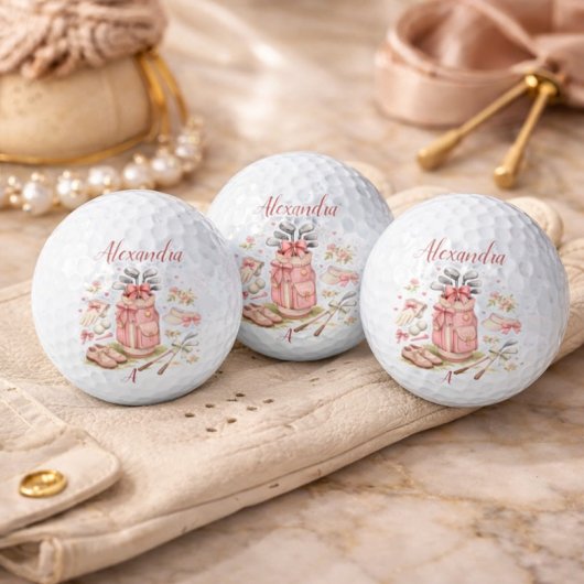 Personalized Pink Coquette Golf Monogram Golfball