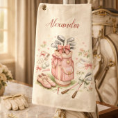 Personalized Pink Coquette Golf Monogram Golfhandtuch