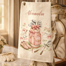 Personalized Pink Coquette Golf Monogram Golfhandtuch