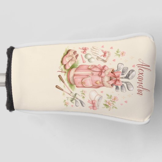 Personalized Pink Coquette Golf Monogram Headcover (Vorderseite)