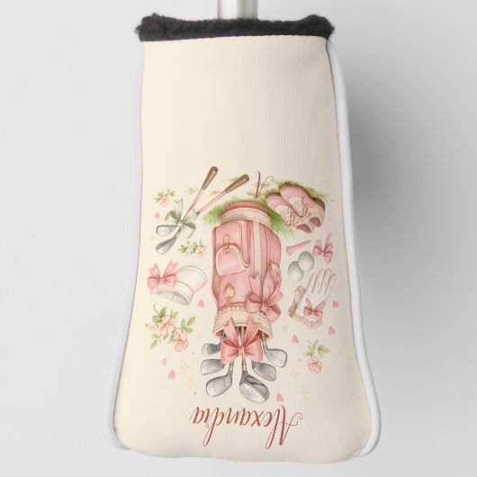 Personalized Pink Coquette Golf Monogram Headcover (Rotieren 90)
