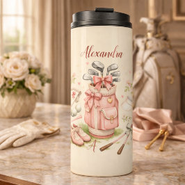 Personalized Pink Coquette Golf Monogram Thermosbecher