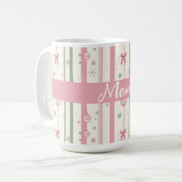 Personalized Pink Coquette Mom Holiday Kaffeetasse