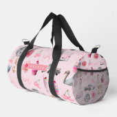 Personalized Pink Coquette Retro Cute Teddy Bear Duffle Bag (Rechte Ecke)
