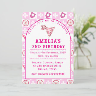 Personalized Pink Cowgirl Birthday Party  Einladung