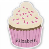 Personalized pink cupcake Sticker / Label (Vorderseite)