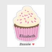 Personalized pink cupcake Sticker / Label (Blatt)
