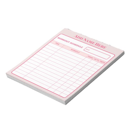 Personalized Pink Daily Workout Schedule Notepad Notizblock (Rotiert)
