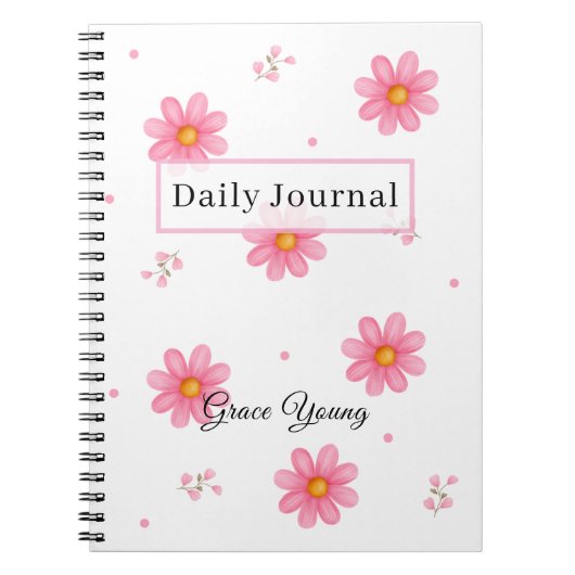 Personalized Pink Daisy Daily Journal Custom Name Notizblock (Vorderseite)