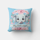 Personalized Pink Elephant Throw Pillow Kissen (Vorderseite)
