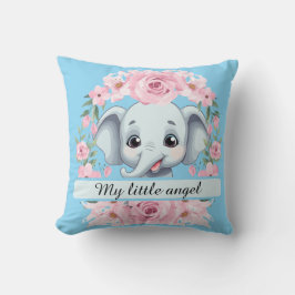 Personalized Pink Elephant Throw Pillow Kissen