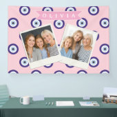 Personalized Pink Evil Eye Pattern Gifts With Name Banner (Messe)